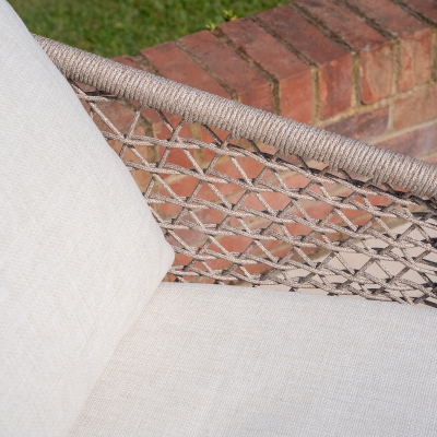 Fleur Rope Aluminium Wood Look Large Corner Sofa Lounging Set in Pebble