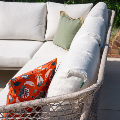 Fleur Rope Aluminium Wood Look Large Corner Sofa Lounging Set in Pebble