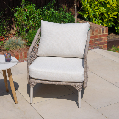 Fleur Rope Aluminium Wood Look 3 Piece Lounging Set in Pebble