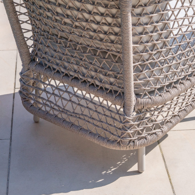 Fleur Rope Aluminium Wood Look 3 Piece Lounging Set in Pebble