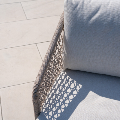 Fleur Rope Aluminium Wood Look 3 Piece Lounging Set in Pebble