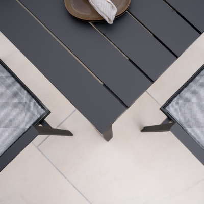 Paloma 4 Seat Aluminium Dining Set - Square Table in Graphite Grey