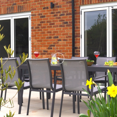 Paloma 4 Seat Aluminium Dining Set - Square Table in Graphite Grey