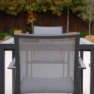 Paloma 8 Seat Aluminium Dining Set - Rectangular Table in Graphite Grey