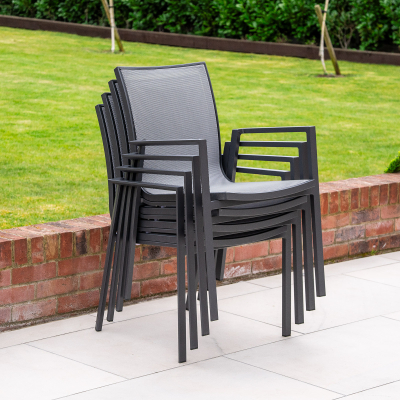 Paloma 8 Seat Aluminium Dining Set - Rectangular Table in Graphite Grey