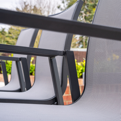 Paloma 8 Seat Aluminium Dining Set - Rectangular Table in Graphite Grey