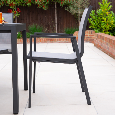 Paloma 8 Seat Aluminium Dining Set - Rectangular Table in Graphite Grey