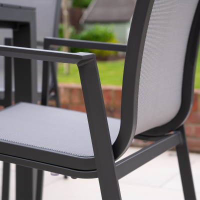 Paloma 8 Seat Aluminium Dining Set - Rectangular Table in Graphite Grey