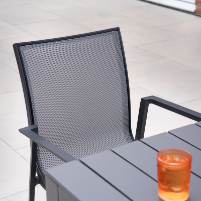 Paloma 8 Seat Aluminium Dining Set - Rectangular Table in Graphite Grey