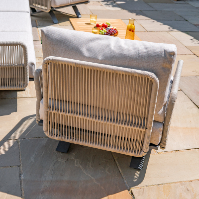 Grace Rope Wood 3 Seat Sofa Lounging Set in Almond