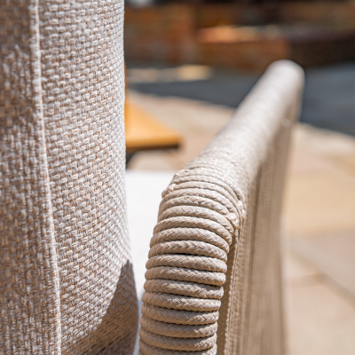 Grace Rope Wood 3 Seat Sofa Lounging Set in Almond