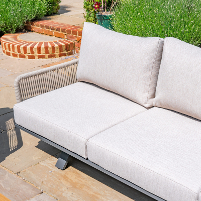Grace Rope Wood 3 Seat Sofa Lounging Set in Almond