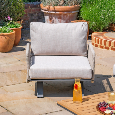 Grace Rope Wood 3 Seat Sofa Lounging Set in Almond