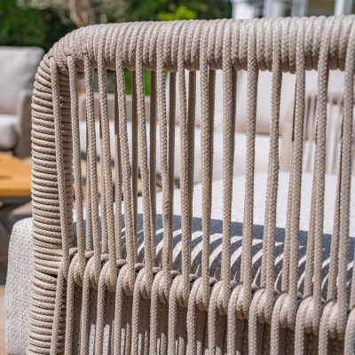 Grace Rope Wood 3 Seat Sofa Lounging Set in Almond