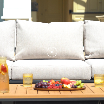 Grace Rope Wood 3 Seat Sofa Lounging Set in Almond