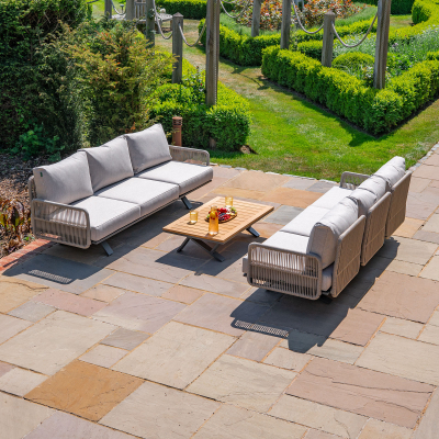 Grace Rope Wood 3 Seat Sofa Lounging Set