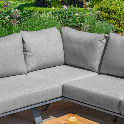 Grace Rope Wood Corner Sofa Lounging Set in Heroin Grey