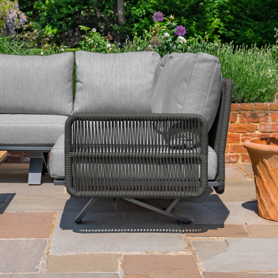 Grace Rope Wood Corner Sofa Lounging Set in Heroin Grey