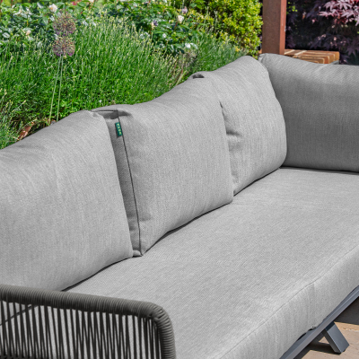 Grace Rope Wood Corner Sofa Lounging Set in Heroin Grey