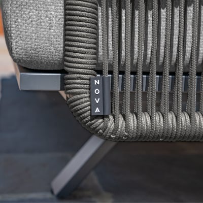 Grace Rope Wood Corner Sofa Lounging Set in Heroin Grey