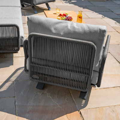 Grace Rope Wood 3 Seat Sofa Lounging Set in Heron Grey