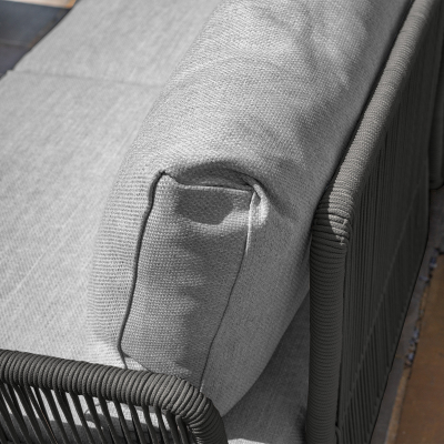 Grace Rope Wood 3 Seat Sofa Lounging Set in Heron Grey