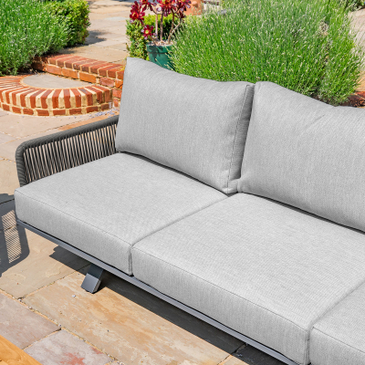 Grace Rope Wood 3 Seat Sofa Lounging Set in Heron Grey