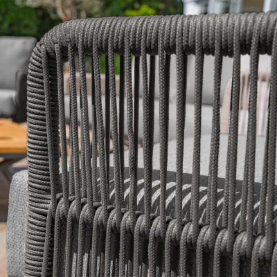 Grace Rope Wood 3 Seat Sofa Lounging Set in Heron Grey
