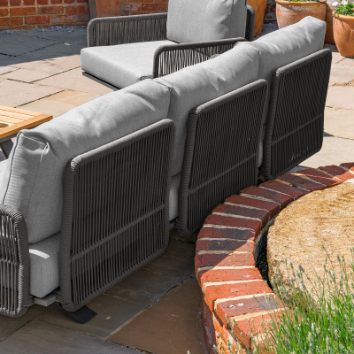 Grace Rope Wood 3 Seat Sofa Lounging Set in Heron Grey