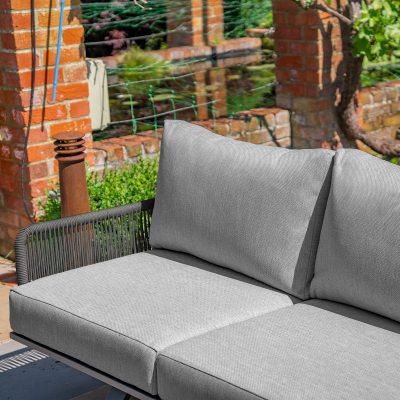 Grace Rope Wood 3 Seat Sofa Suite Lounging Set in Heron Grey