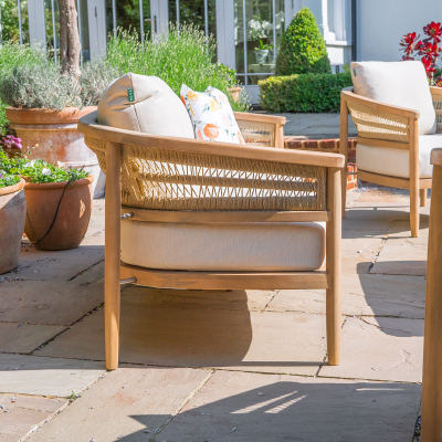 Matilda Rattan Wood 2 Seater Sofa Lounging Set in Natural