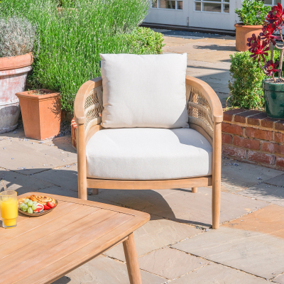 Matilda Rattan Wood 2 Seater Sofa Lounging Set in Natural