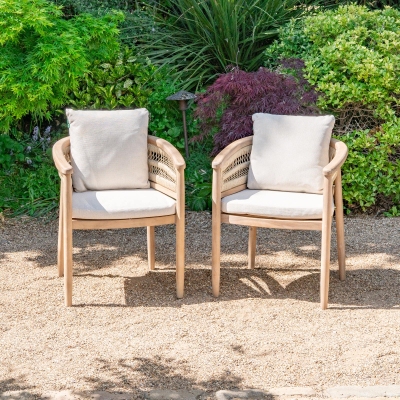 Matilda 6 Seat Rattan Wood Dining Set - Rectangular Table in Natural
