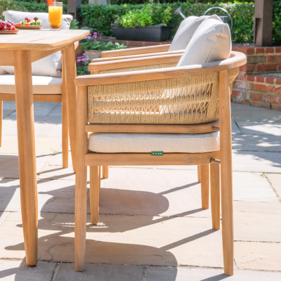 Matilda 6 Seat Rattan Wood Dining Set - Rectangular Table in Natural