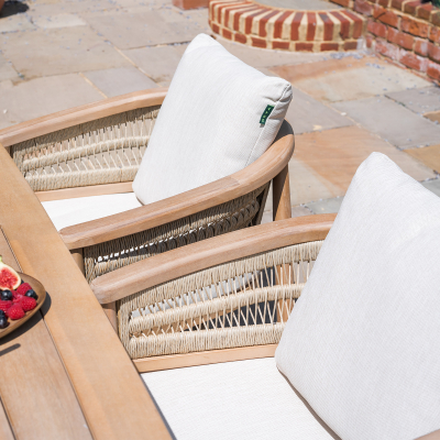 Matilda 6 Seat Rattan Wood Dining Set - Rectangular Table in Natural