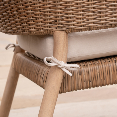 Hailey Rattan Wood Lounging Armchair in Acorn
