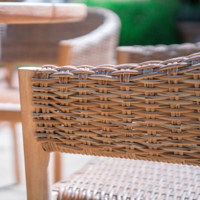 Hailey 6 Seat Rattan Wood Dining Set - Round Table in Acorn