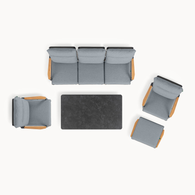 Parker 3 Seater Aluminium Rope Reclining Lounge Dining Set with 2 Armchairs - Adjustable Rising Table in Graphite Grey