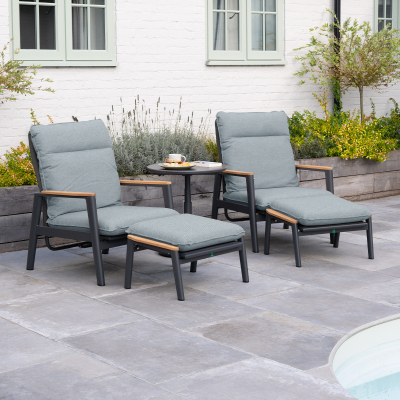 Parker Aluminium Rope 5 Piece Reclining Lounging Set in Graphite Grey