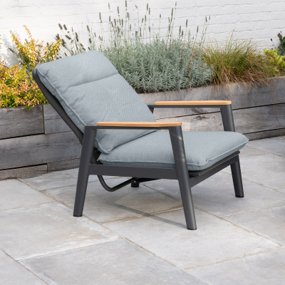 Parker Aluminium Rope 5 Piece Reclining Lounging Set in Graphite Grey