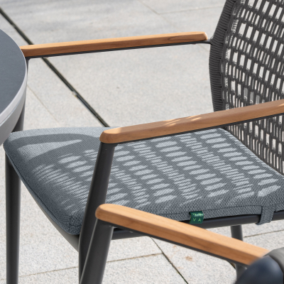 Parker 6 Seat Aluminium Rope Dining Set - Round Table in Graphite Grey