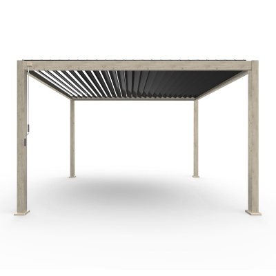 Legacy Aluminium Metal Pergola in Light Oak Look - 4.0m x 3.6m Free Standing