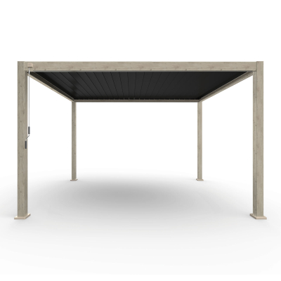 Legacy Aluminium Metal Pergola in Light Oak Look - 4.0m x 3.6m Free Standing