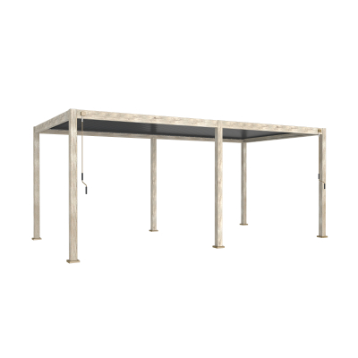 Legacy Aluminium Metal Pergola in Light Oak Look - 7.2m x 3.6m Free Standing