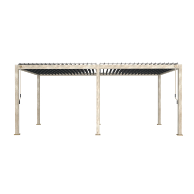Legacy Aluminium Metal Pergola in Light Oak Look - 7.2m x 3.6m Free Standing
