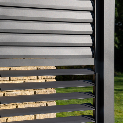 Legacy Aluminium Shuttered Louvre Side Panel - 1.2m x Two Panels in Graphite Grey