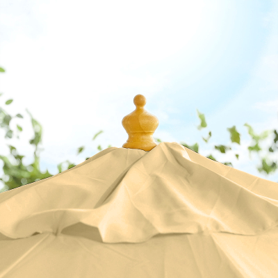 Dominica 2.0m Round Wooden Traditional Parasol - Beige Canopy