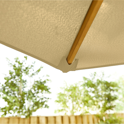 Dominica 2.5m Round Wooden Traditional Parasol - Beige Canopy