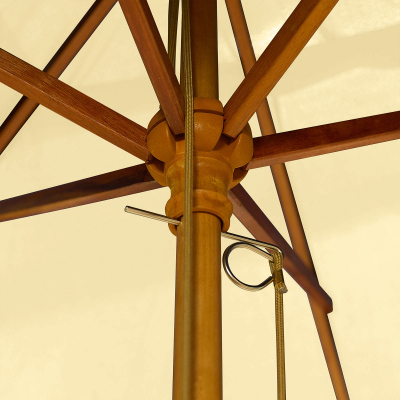 Dominica 3.0m x 2.0m Rectangular Wooden Traditional Parasol - Beige Canopy
