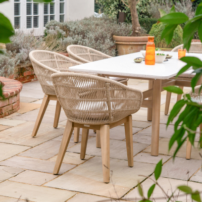 Madison 6 Seat Dining Acacia Wood Rope Dining Set - Rectangular Table in Natural